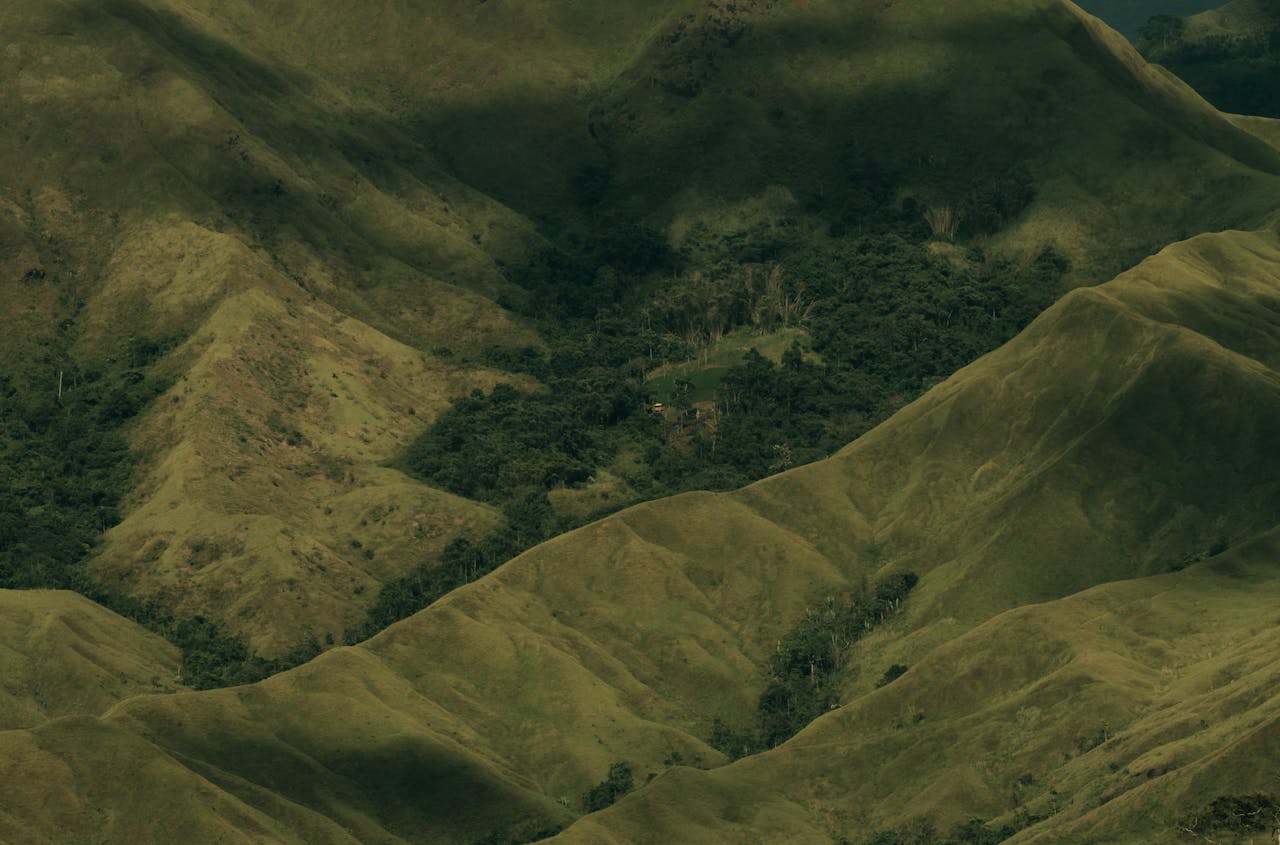 Accueil Lush green hills and forest landscape in Impasug-ong, Northern Mindanao, Philippines.